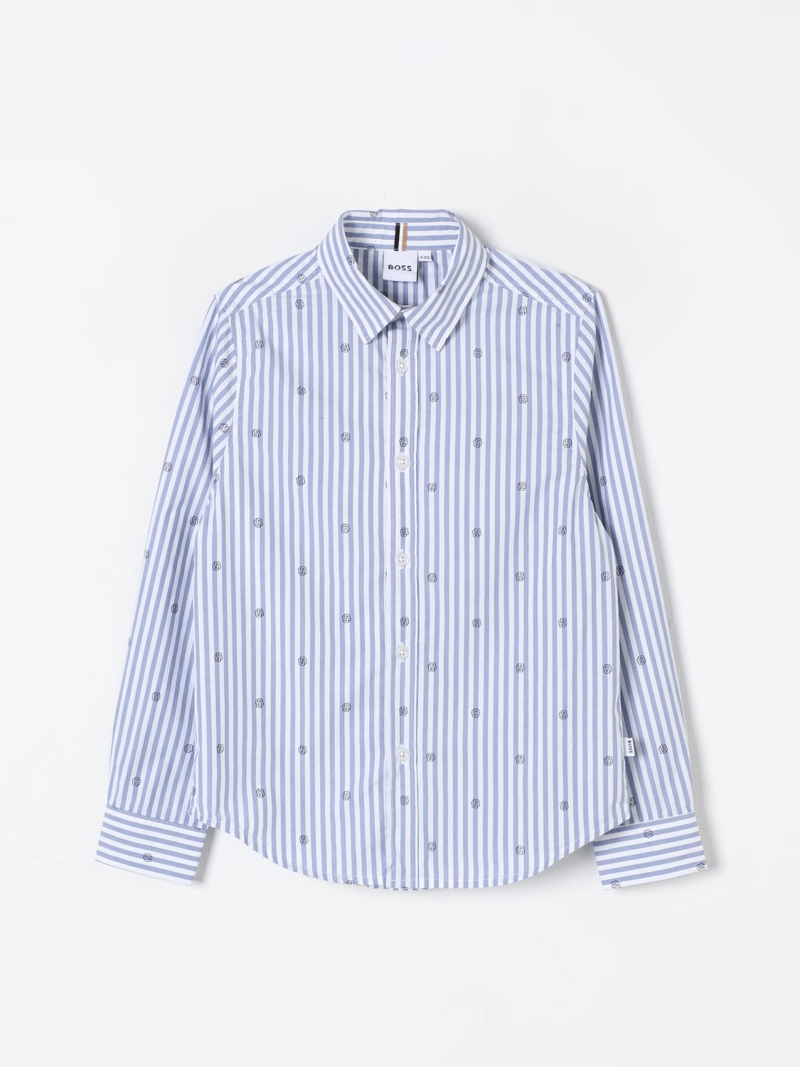 BOSS CAMICIA: Camicia Boss in cotone a righe con logo all over , Bianco - Img 1