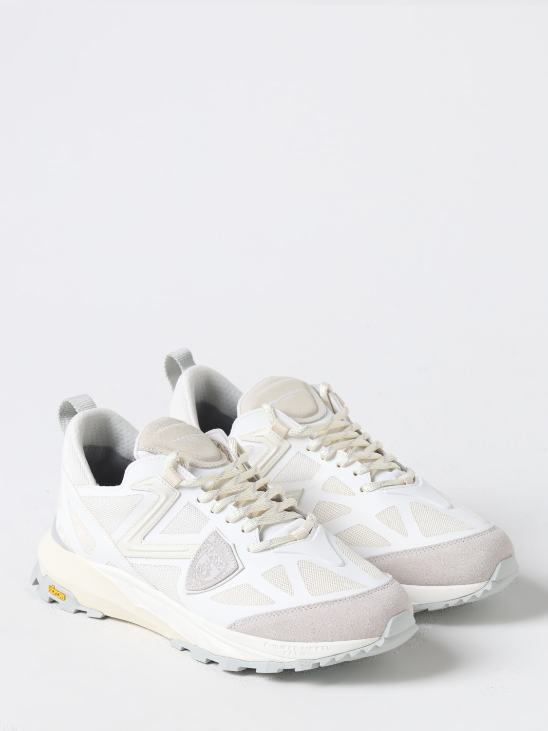 PHILIPPE MODEL SNEAKERS: Sneakers Rocx Philippe Model in caamoscio e mesh , Bianco - Img 2