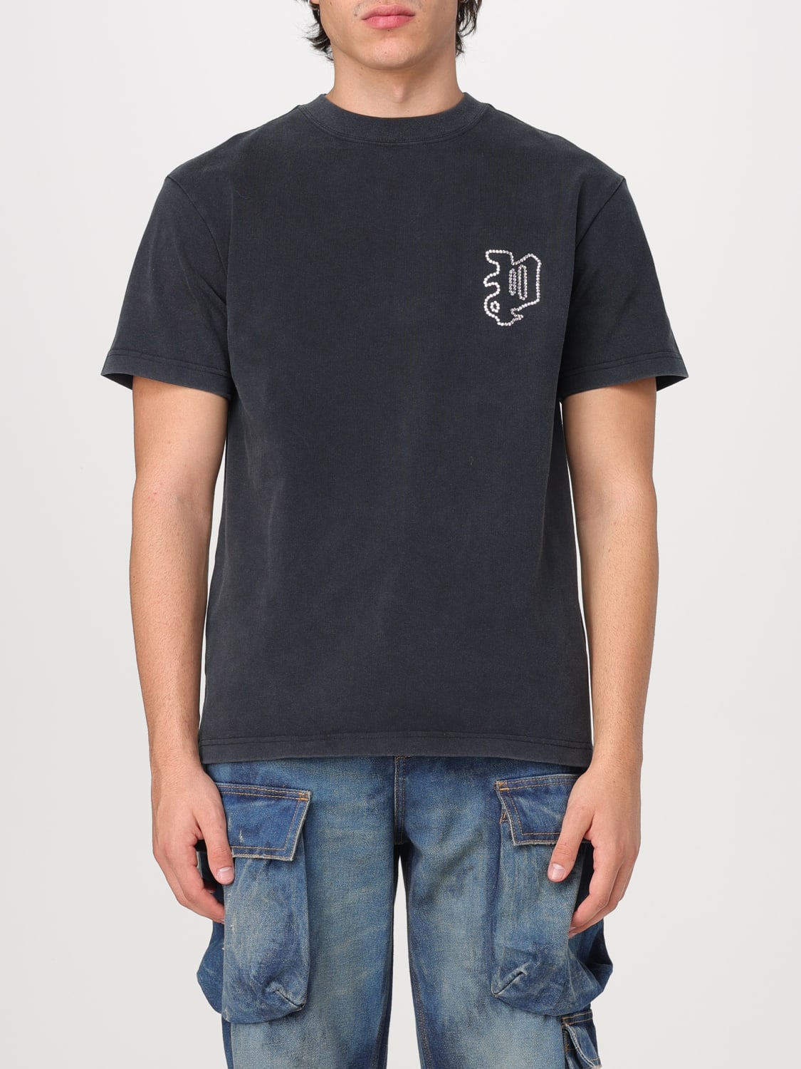 Giglio T-shirt Purple Brand in cotone con logo di strass