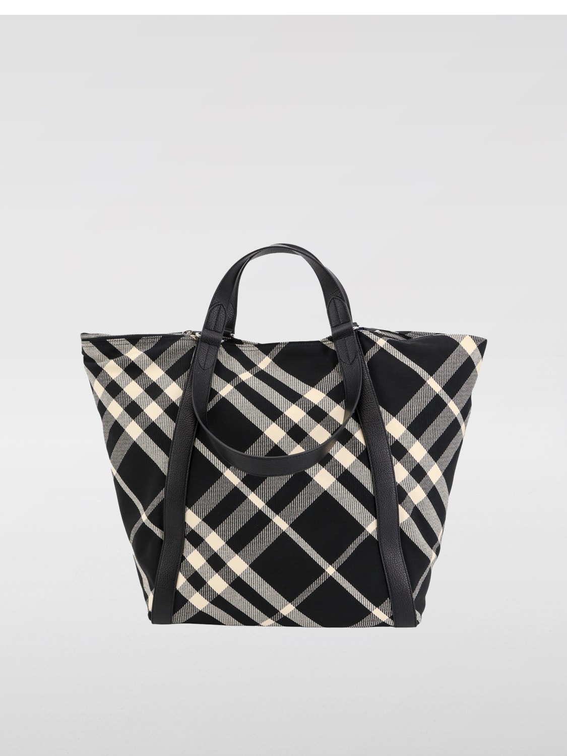 BURBERRY BORSA: Borsa Burberry in misto cotone jacquard , Nero - Img 2