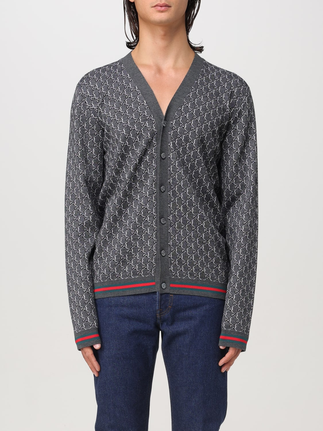 GUCCI CARDIGAN: Sweater men Gucci, Grey - Img 1