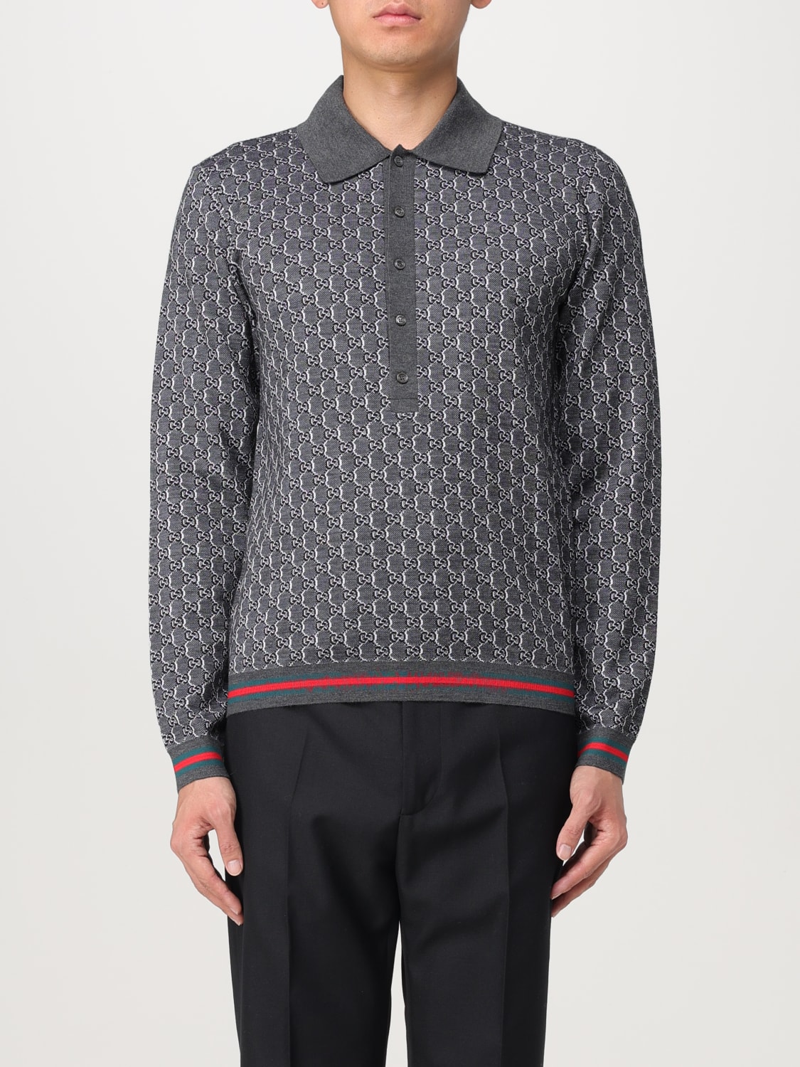 GUCCI POLO SHIRT: Polo shirt men Gucci, Grey - Img 1