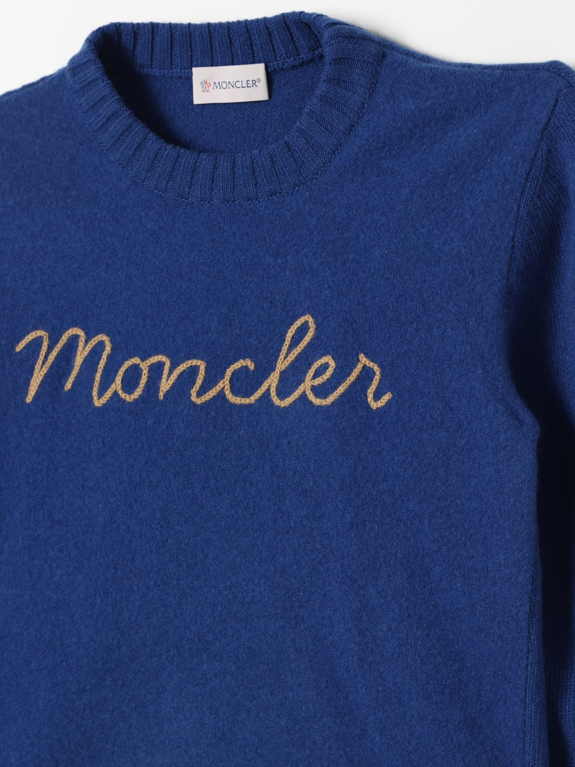 MONCLER MAGLIA: Maglia a girocollo Moncler con logo, Blue - Img 3