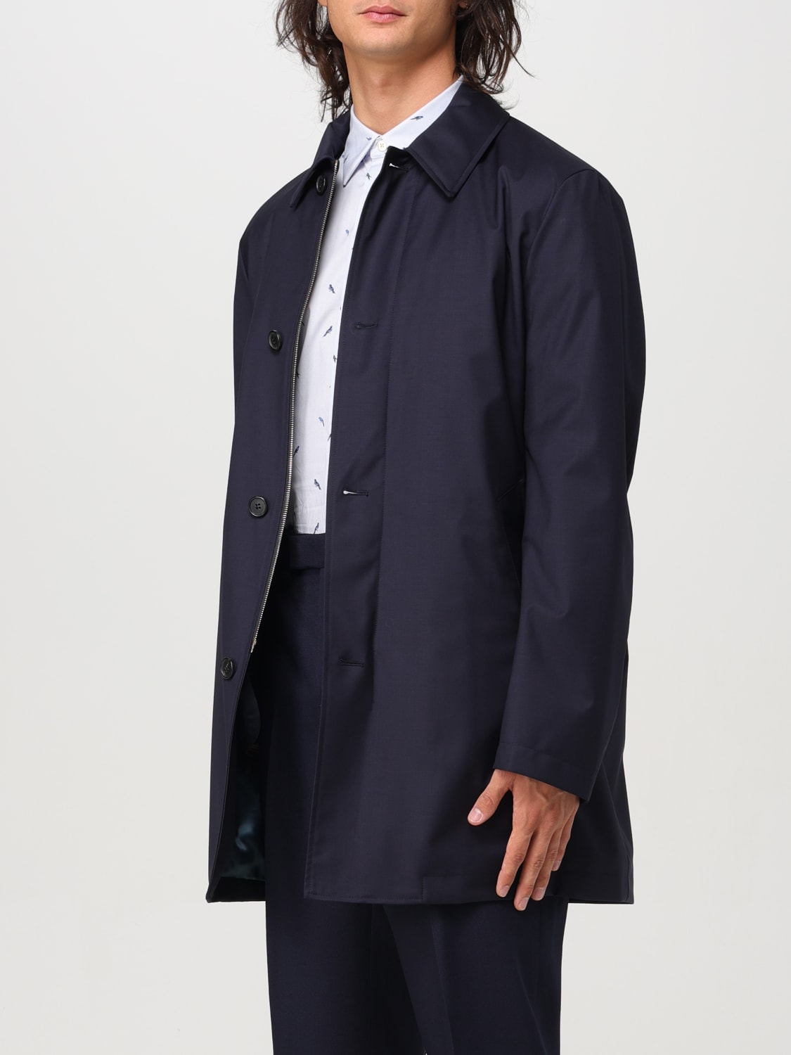 PAUL SMITH Trench coat men Blue Paul Smith trench coat M1R626UL00041 online at GIGLIO.COM