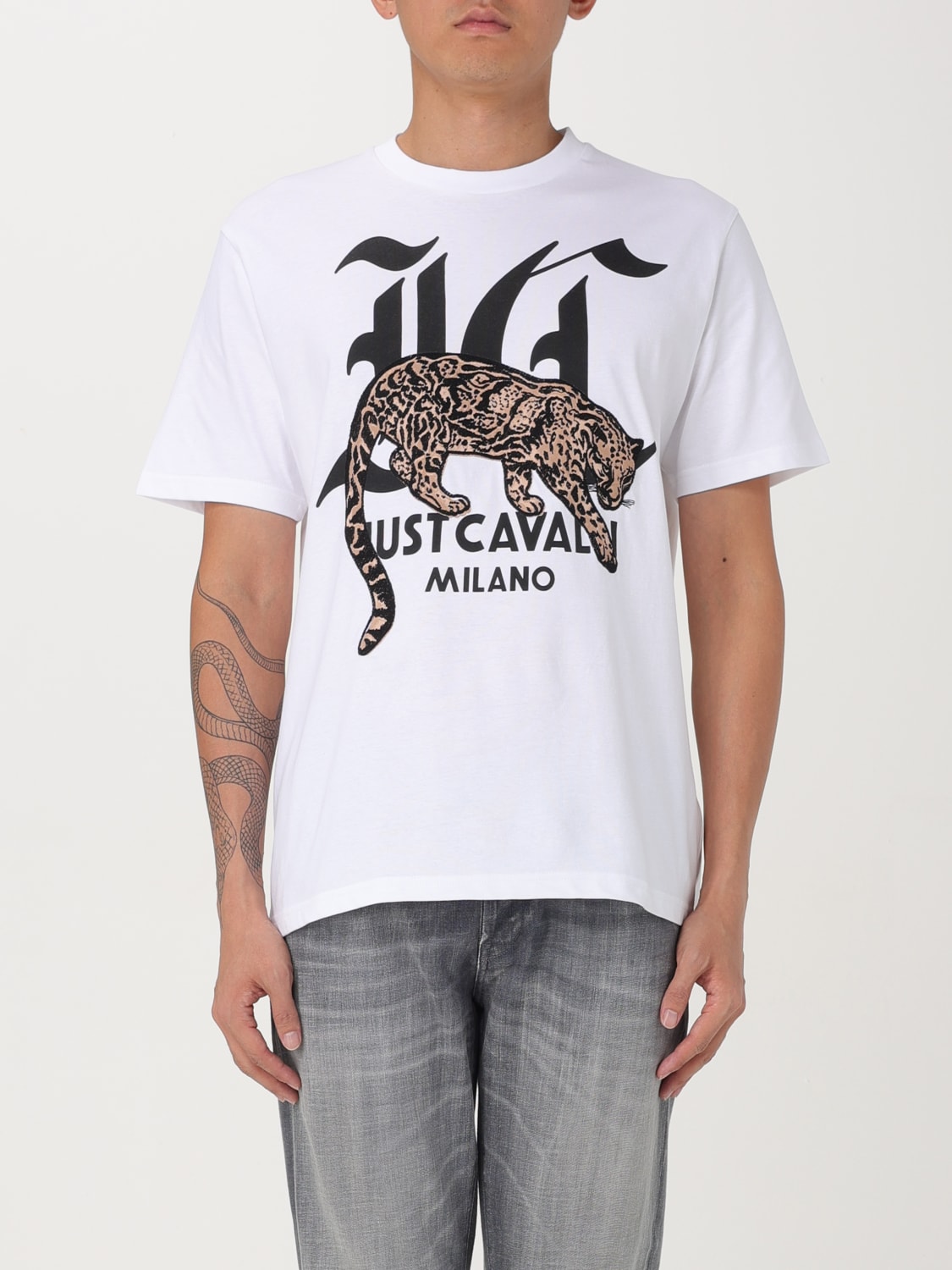 Giglio T-shirt Just Cavalli in cotone con stampa grafica