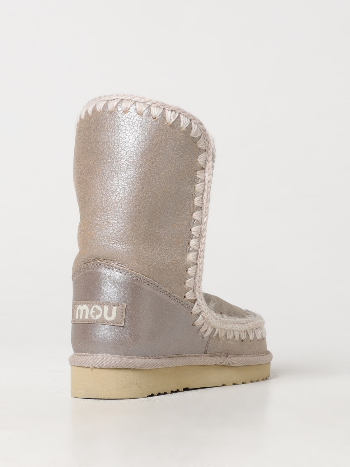 MOU BOOTS: Flat ankle boots woman Mou, Beige - Img 3