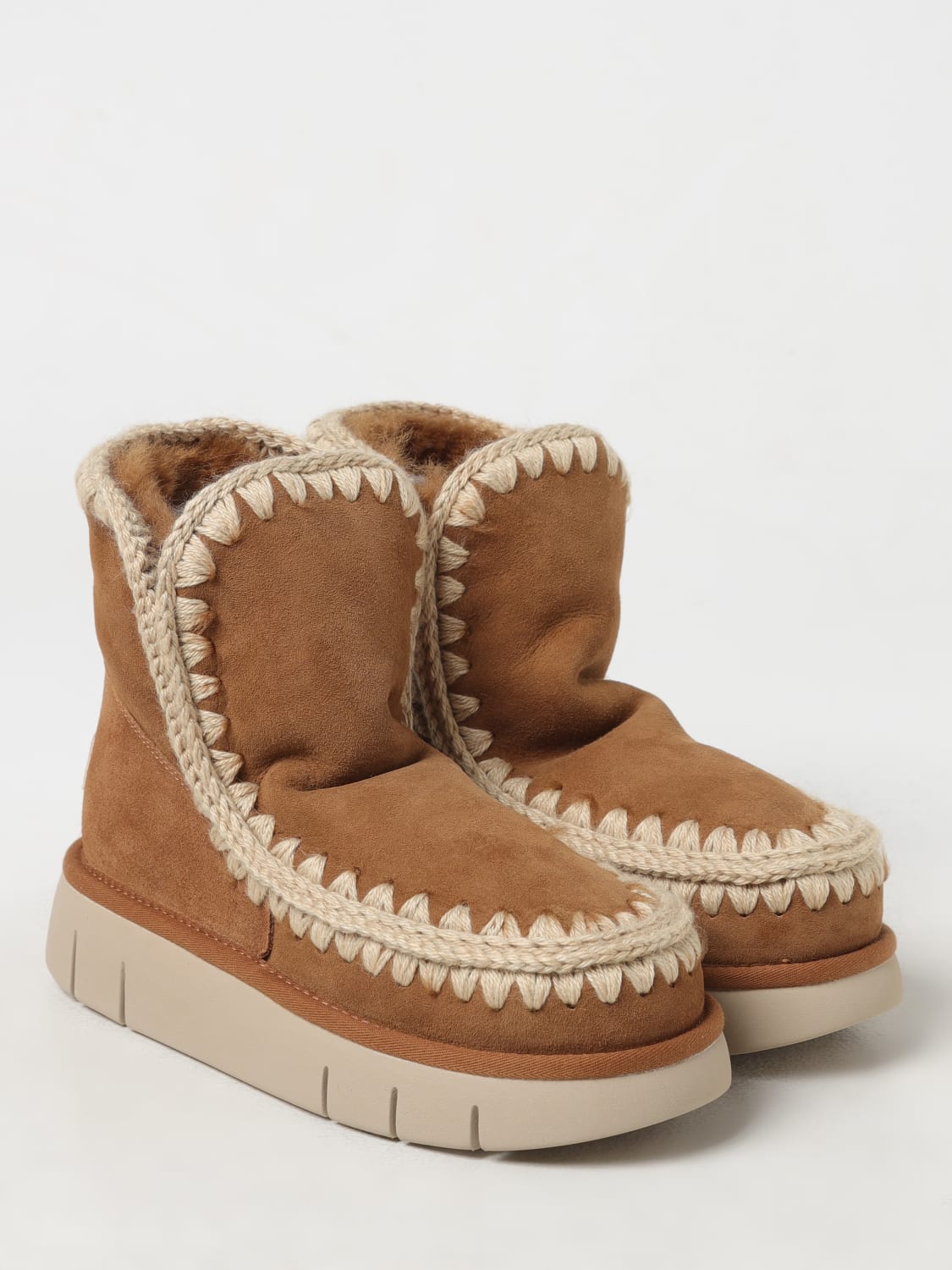 MOU BOTTES: Bottines plates femme Mou, Marron - Img 2