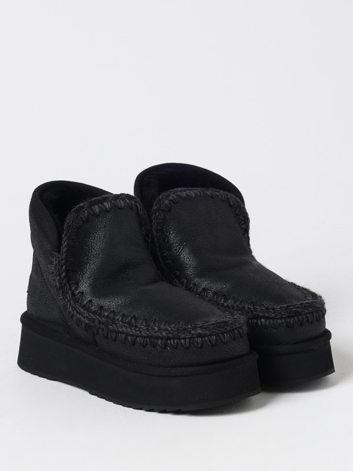 MOU FLAT ANKLE BOOTS: Flat ankle boots woman Mou, Black - Img 2