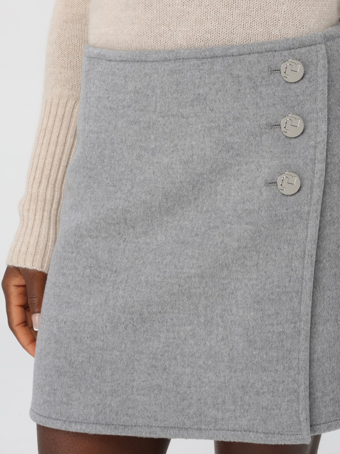 スカート TORY BURCH Woman Skirt Grey 164407 030 T Monogram Mini Skirt: Women's Designer Bottoms | Tory Burch