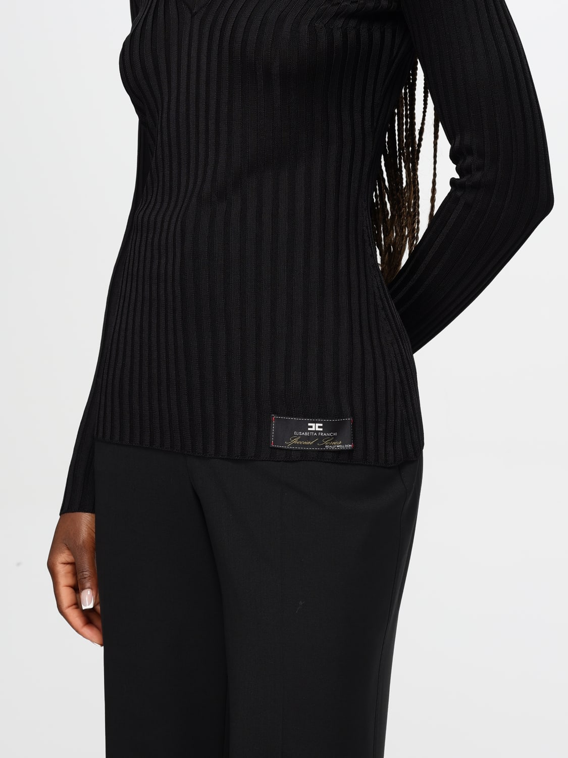 ELISABETTA FRANCHI SWEATER: Elisabetta Franchi viscose top, Black - Img 3