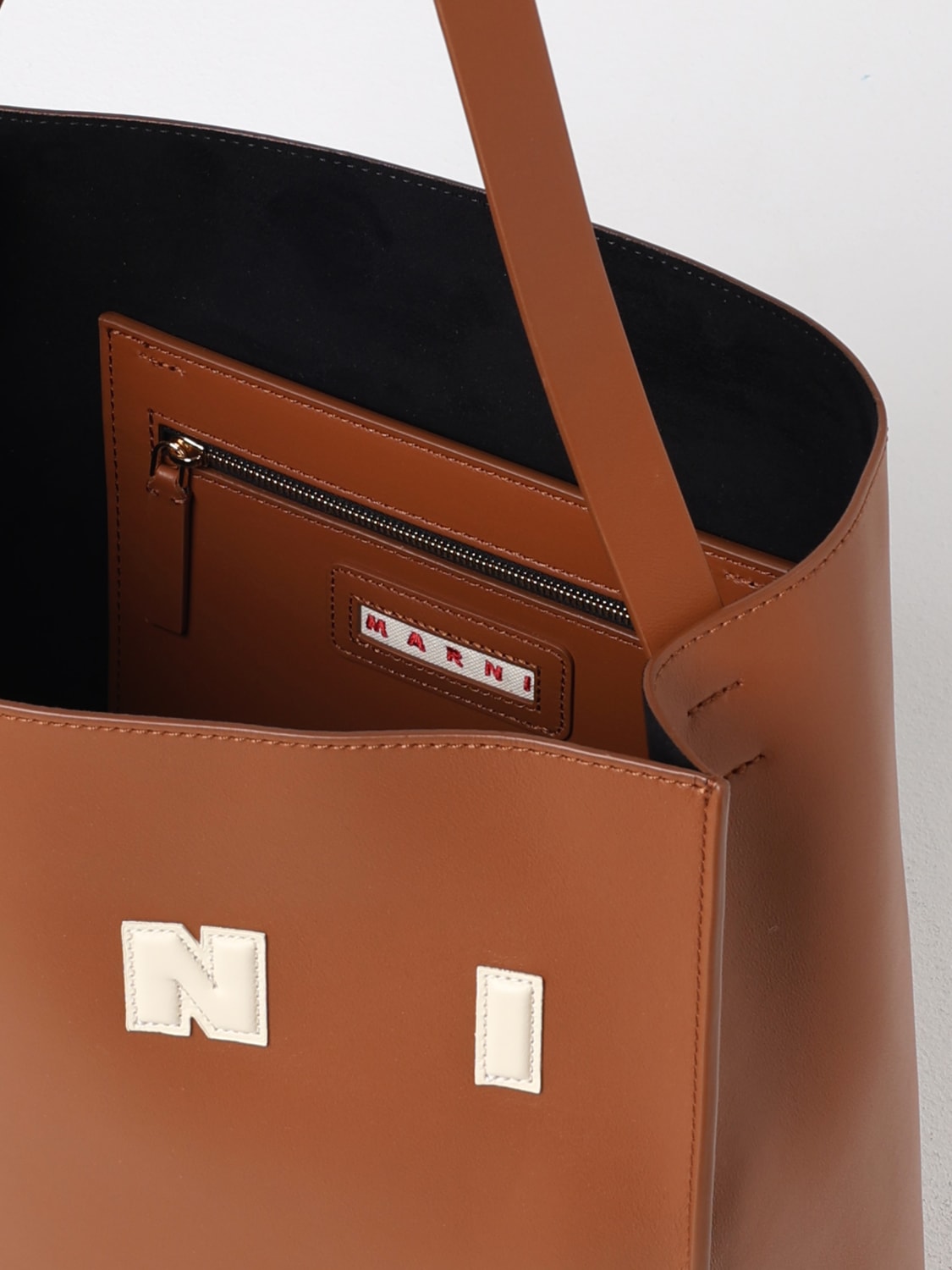 MARNI BORSA A SPALLA: Borsa Marni in pelle , Marrone - Img 5