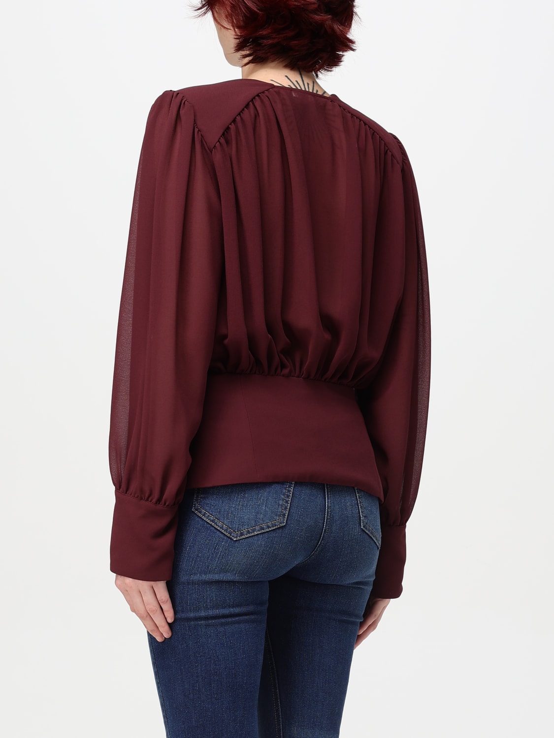 ELISABETTA FRANCHI TOP: Shirt woman Elisabetta Franchi, Burgundy - Img 2