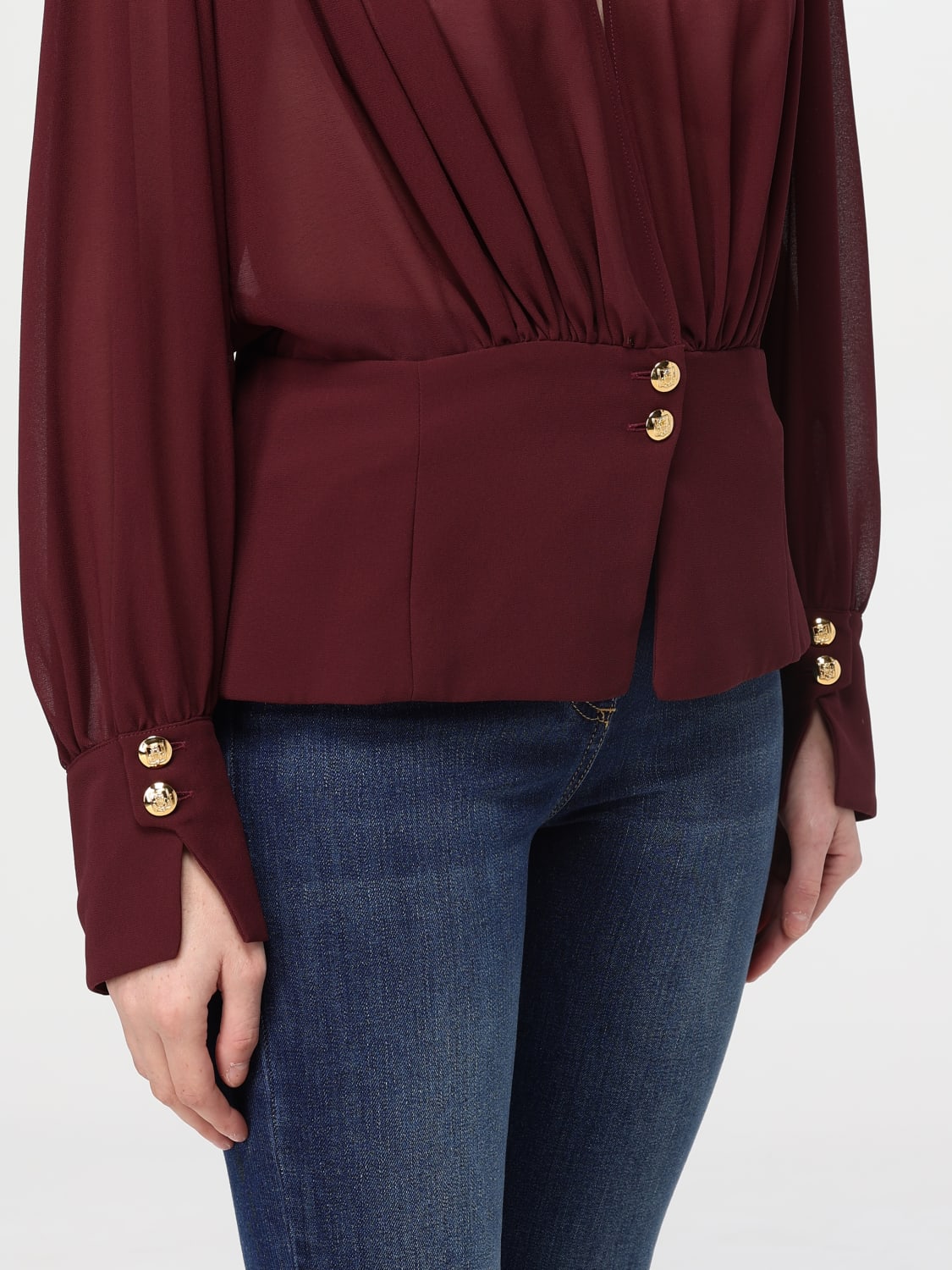 ELISABETTA FRANCHI TOP: Shirt woman Elisabetta Franchi, Burgundy - Img 3