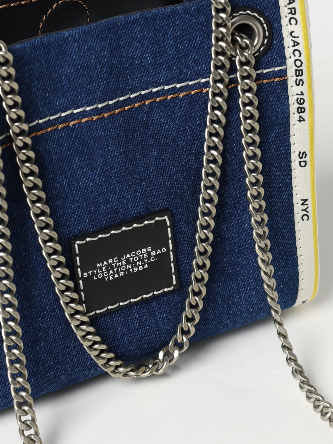 MARC JACOBS BORSA MINI: Borsa The Chain Medium Tote Bag Marc Jacobs in cotone , Fantasia - Img 3