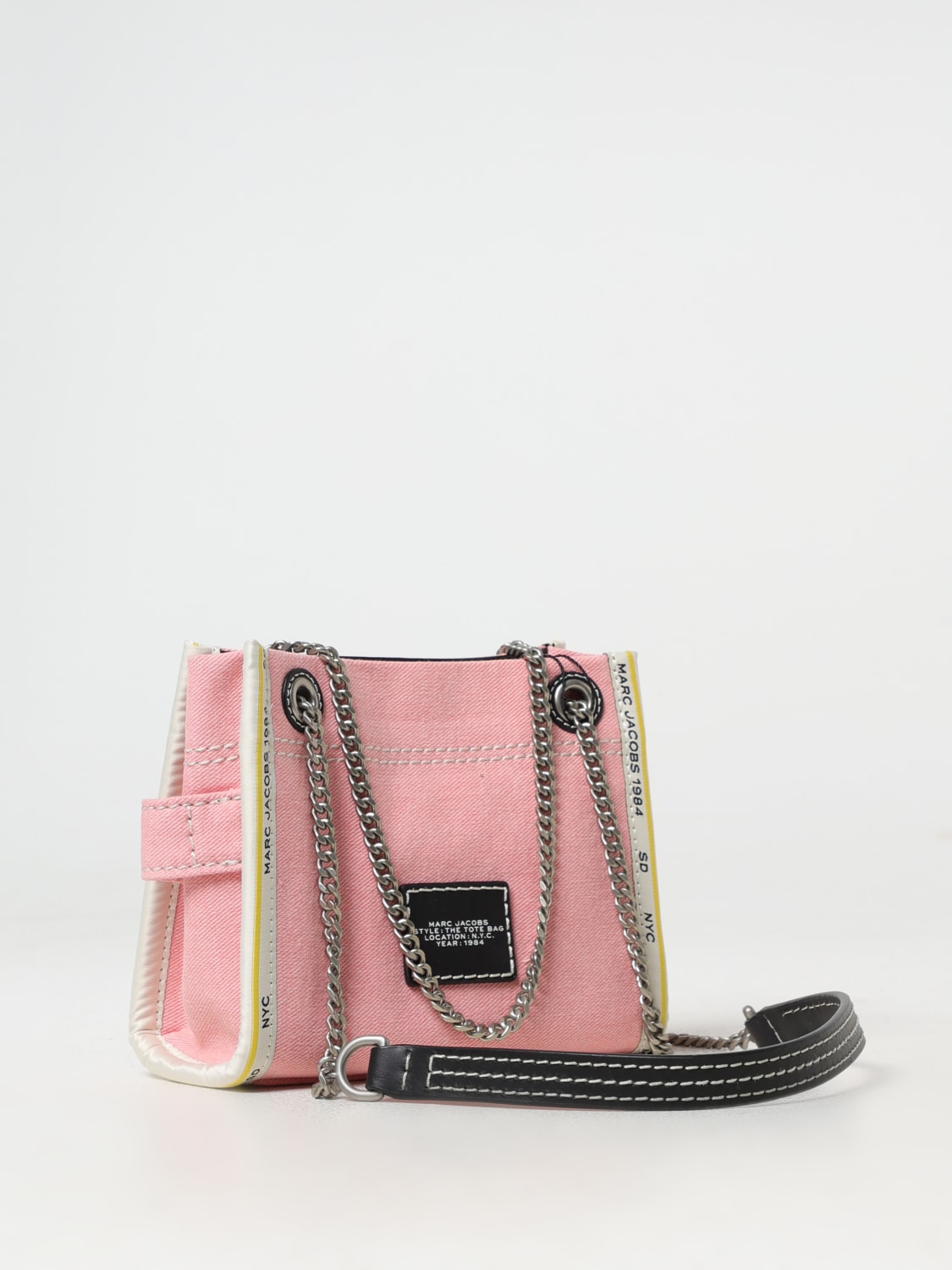 MARC JACOBS BORSA MINI: Borsa The Chain Medium Tote Bag Marc Jacobs in cotone , Rosa - Img 2