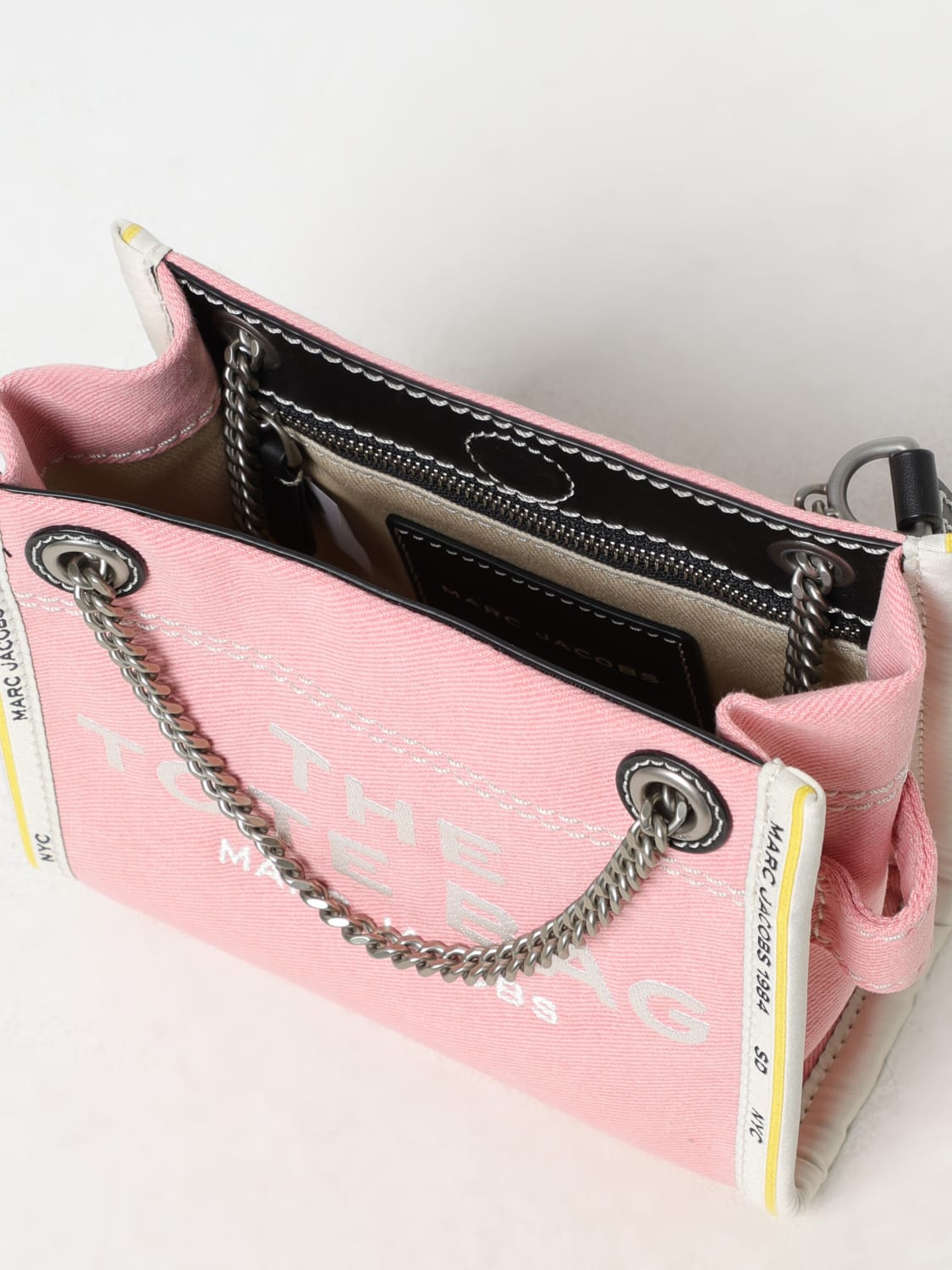 MARC JACOBS BORSA MINI: Borsa The Chain Medium Tote Bag Marc Jacobs in cotone , Rosa - Img 3