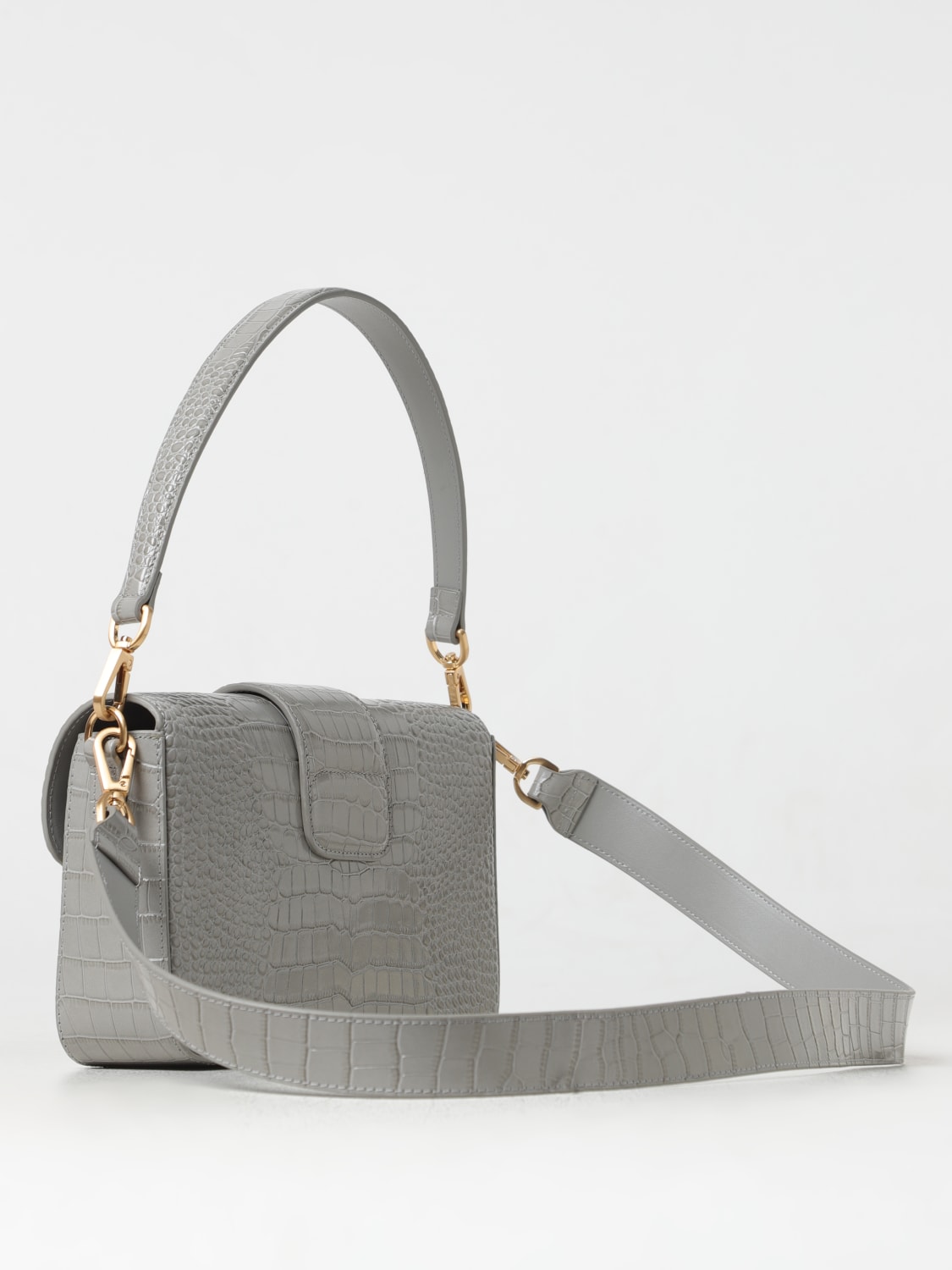 TWINSET BORSA A SPALLA: Borsa Amie Twinset in pelle stampa cocco , Grigio - Img 2