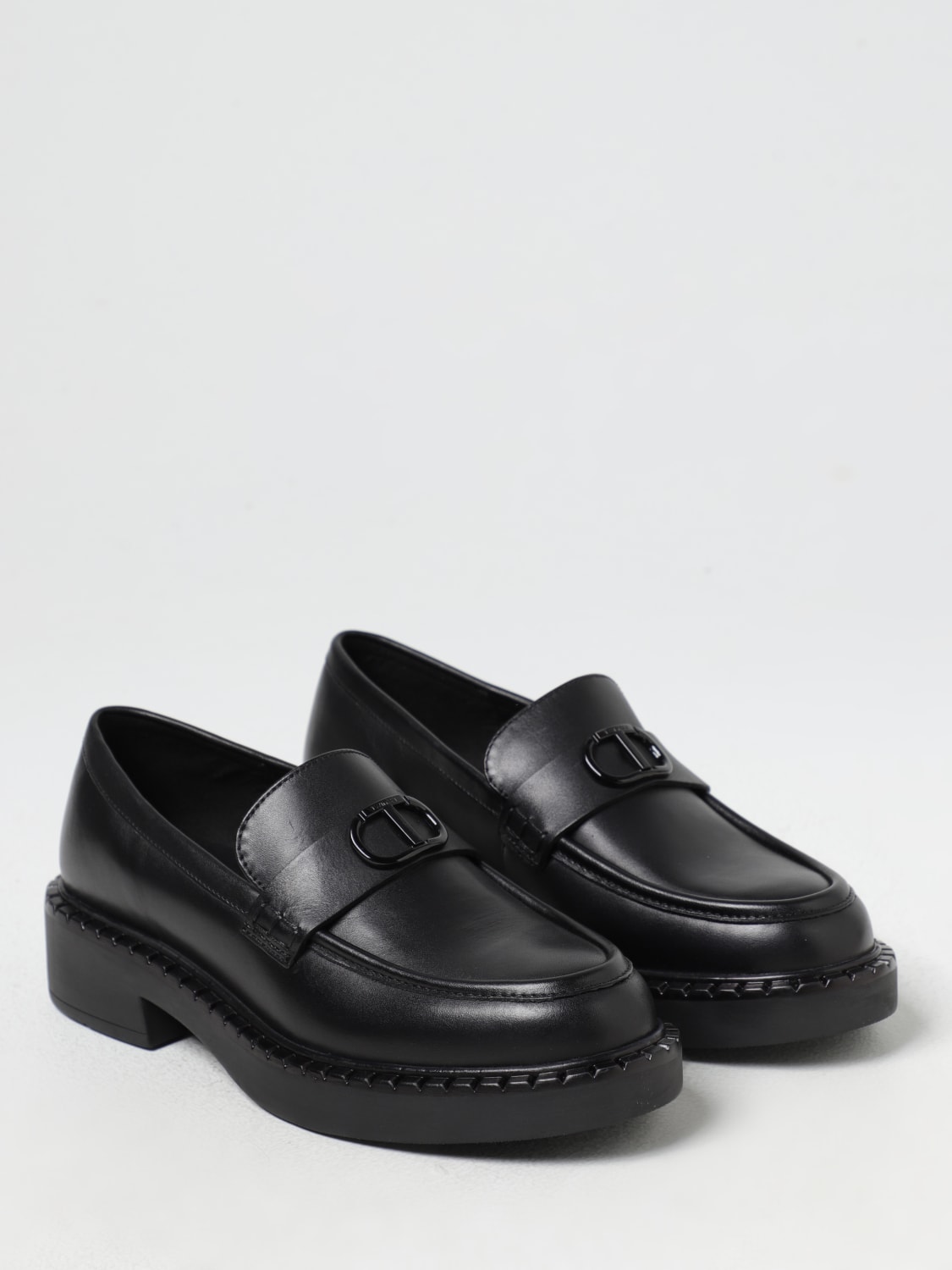 TWINSET MOCASSINI: Mocassino Oval T Twinset in pelle , Nero - Img 2