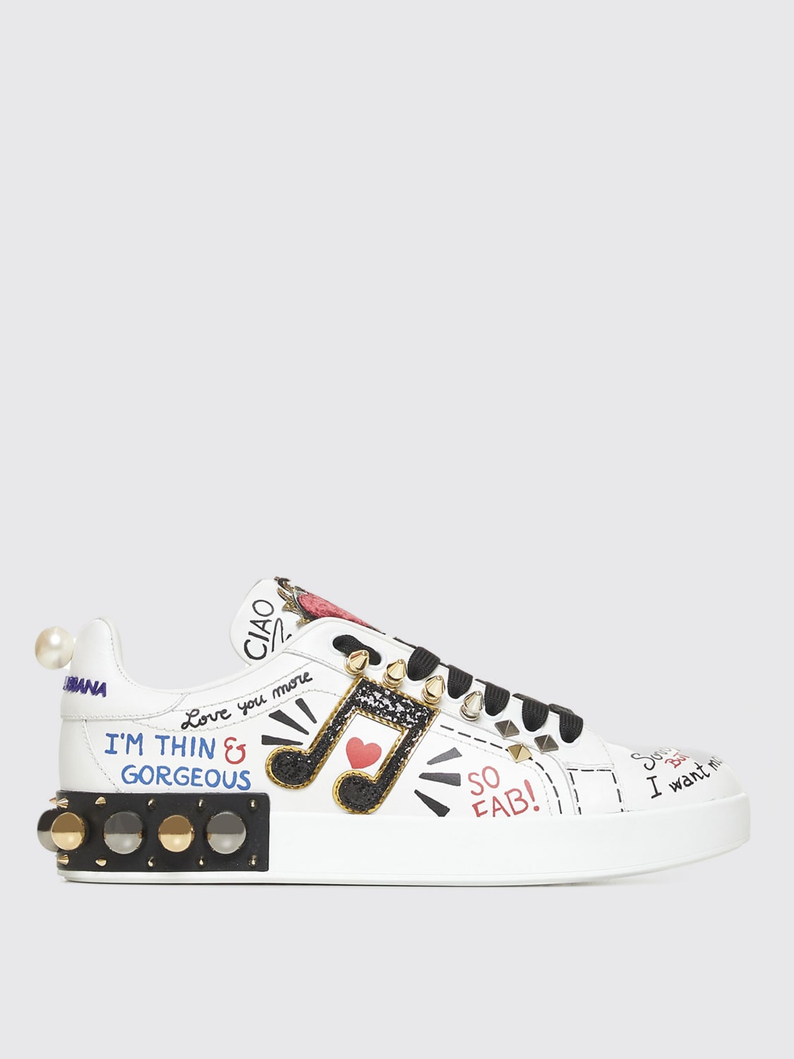 Giglio Sneakers Portofino Dolce & Gabbana in pelle con stampa all over