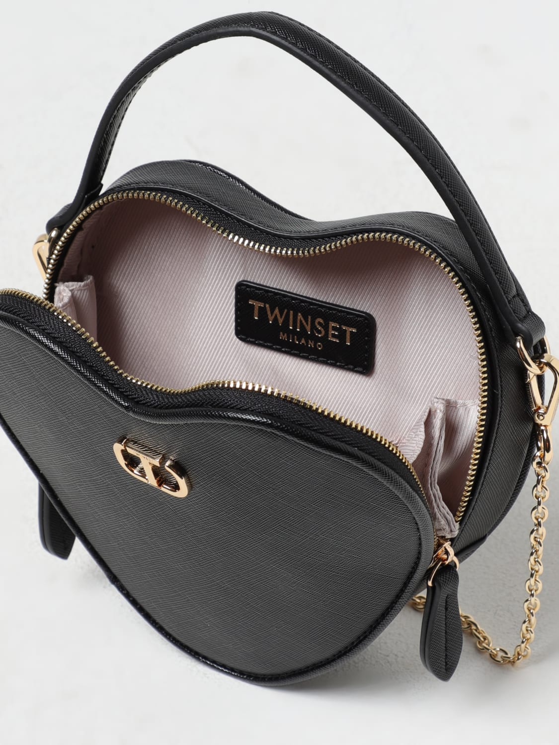 TWINSET BORSA MINI: Borsa Mon Amour Twinset in pelle sintetica saffiano , Nero - Img 3