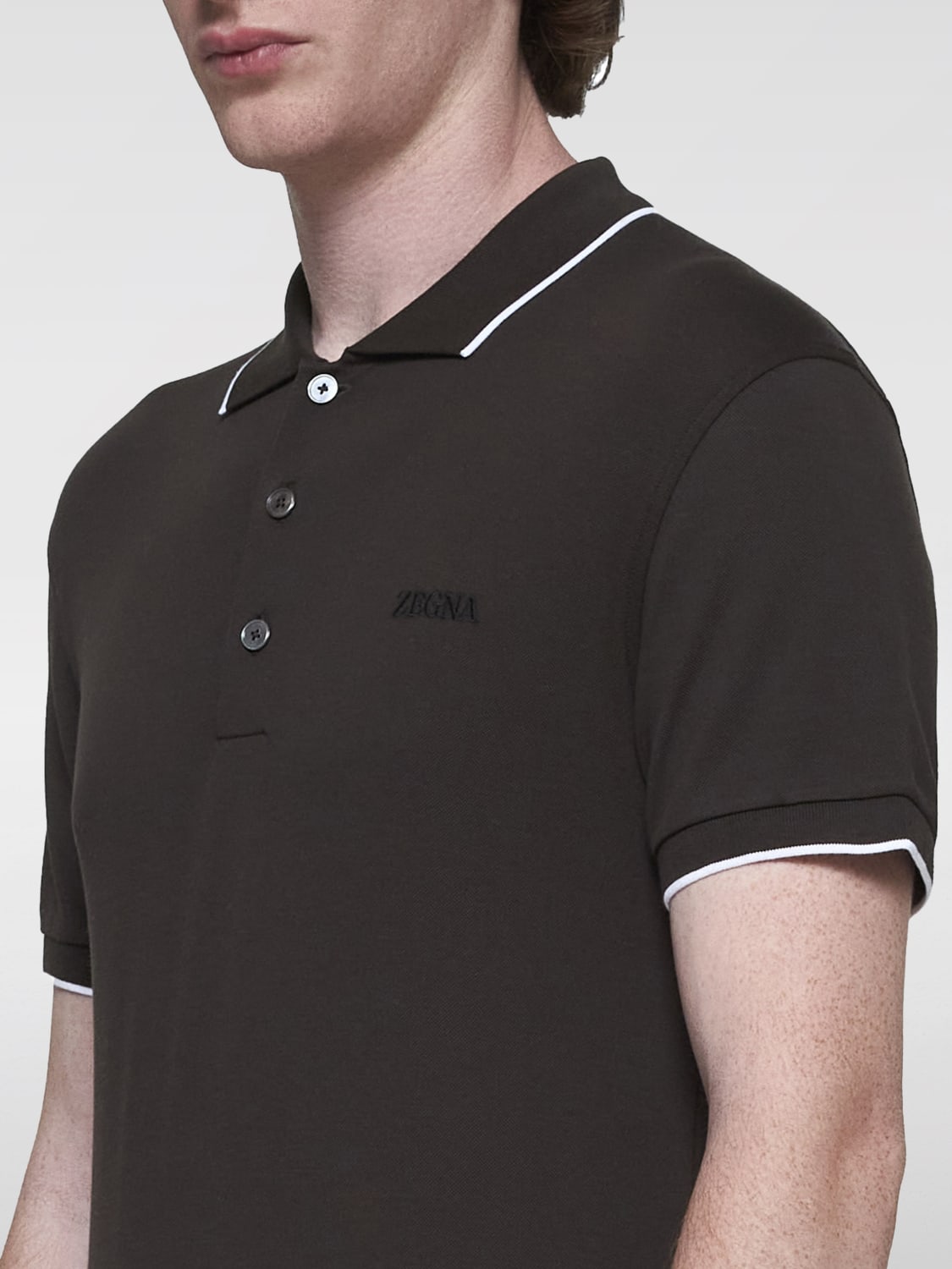 ZEGNA POLO SHIRT: Polo shirt men Zegna, Brown - Img 3