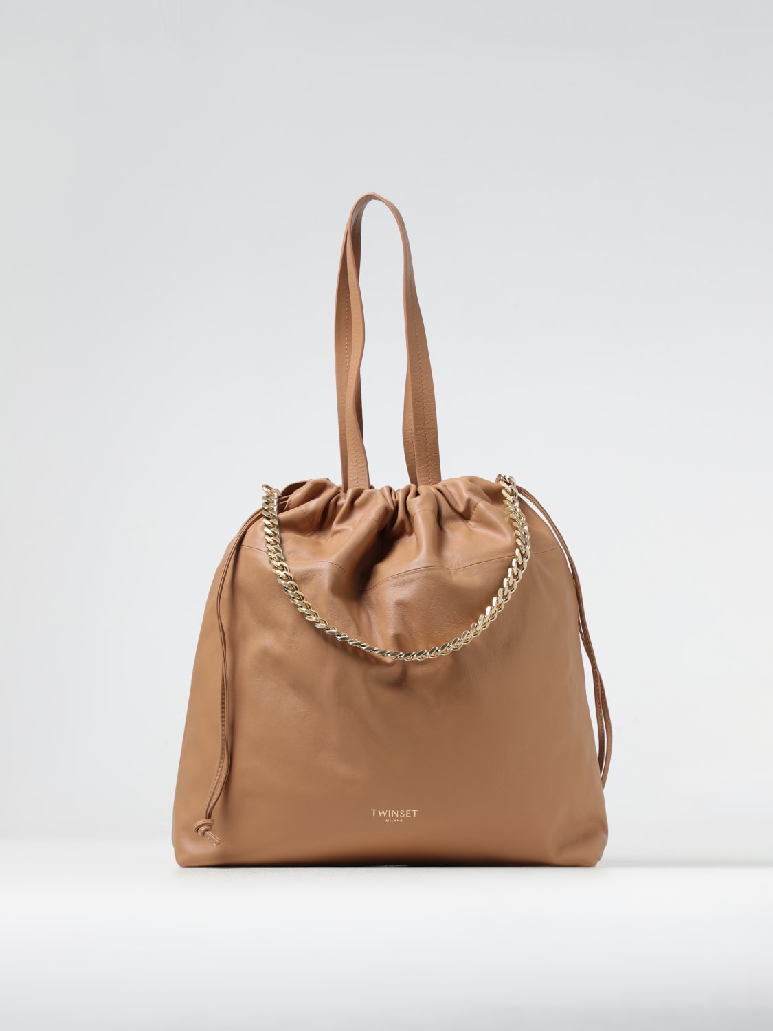 TWINSET BORSA A SPALLA: Borsa Twinset in pelle , Marrone - Img 1