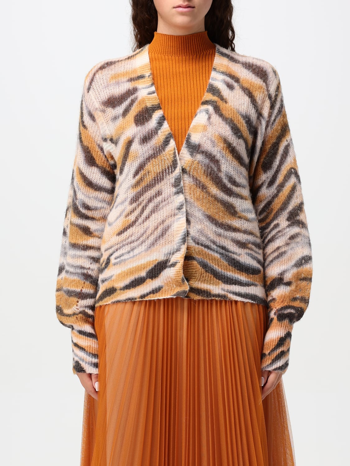 Giglio Cardigan Twinset in misto lana animalier