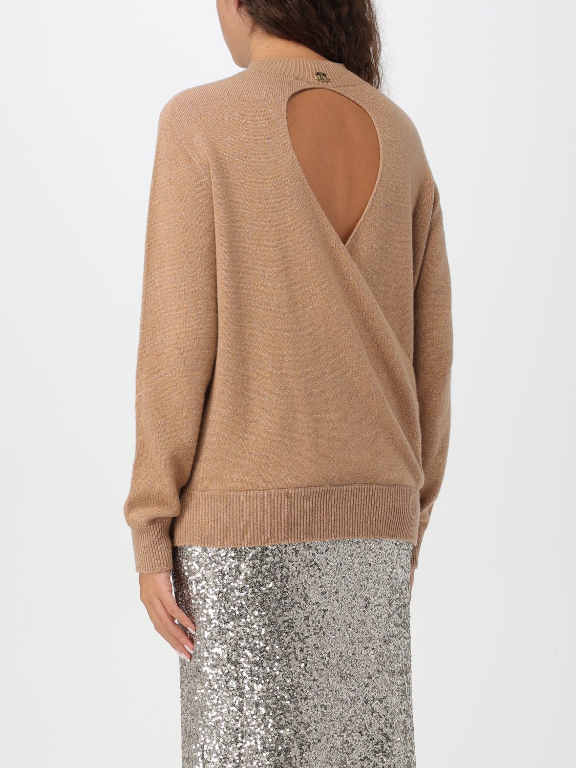 TWINSET MAGLIA: Pullover Twinset in misto lana , Marrone - Img 2
