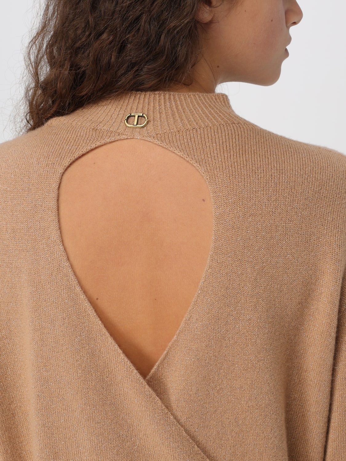 TWINSET MAGLIA: Pullover Twinset in misto lana , Marrone - Img 3