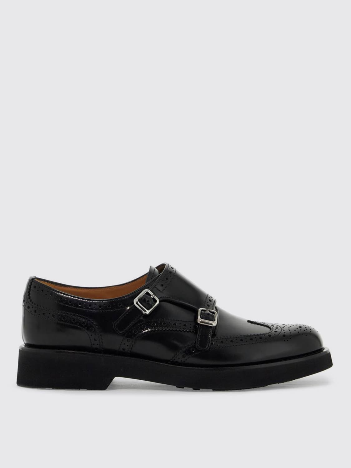 Giglio Monk Strap Church's in pelle spazzolata con motivo brogue