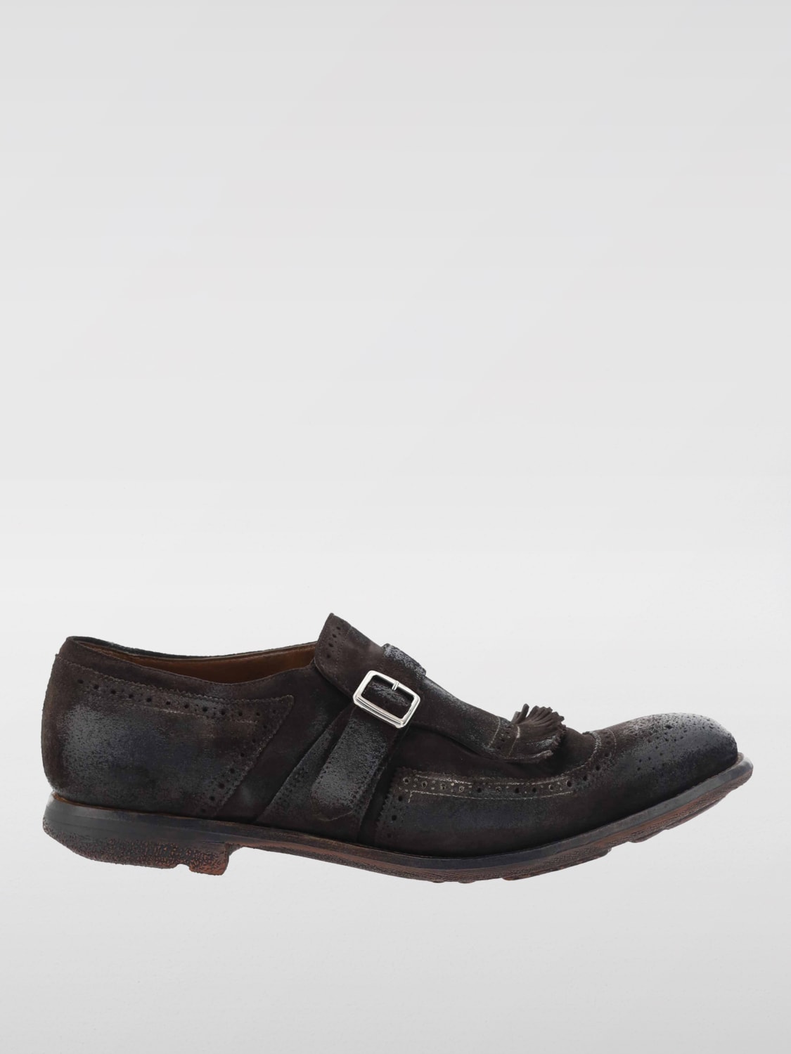 Giglio Monk Strap Shanghai Church's in camoscio e crosta con motivo brogue