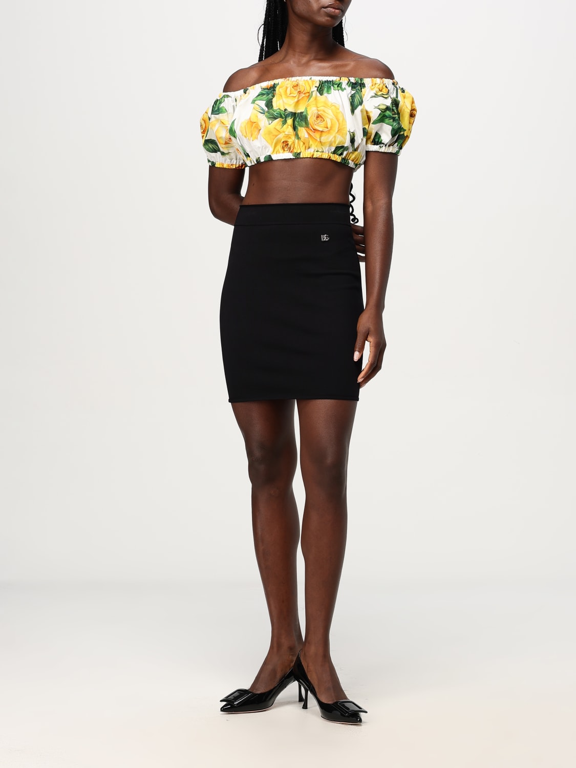 DOLCE & GABBANA GONNA: Gonna mini Dolce & Gabbana in viscosa stretch , Nero - Img 2