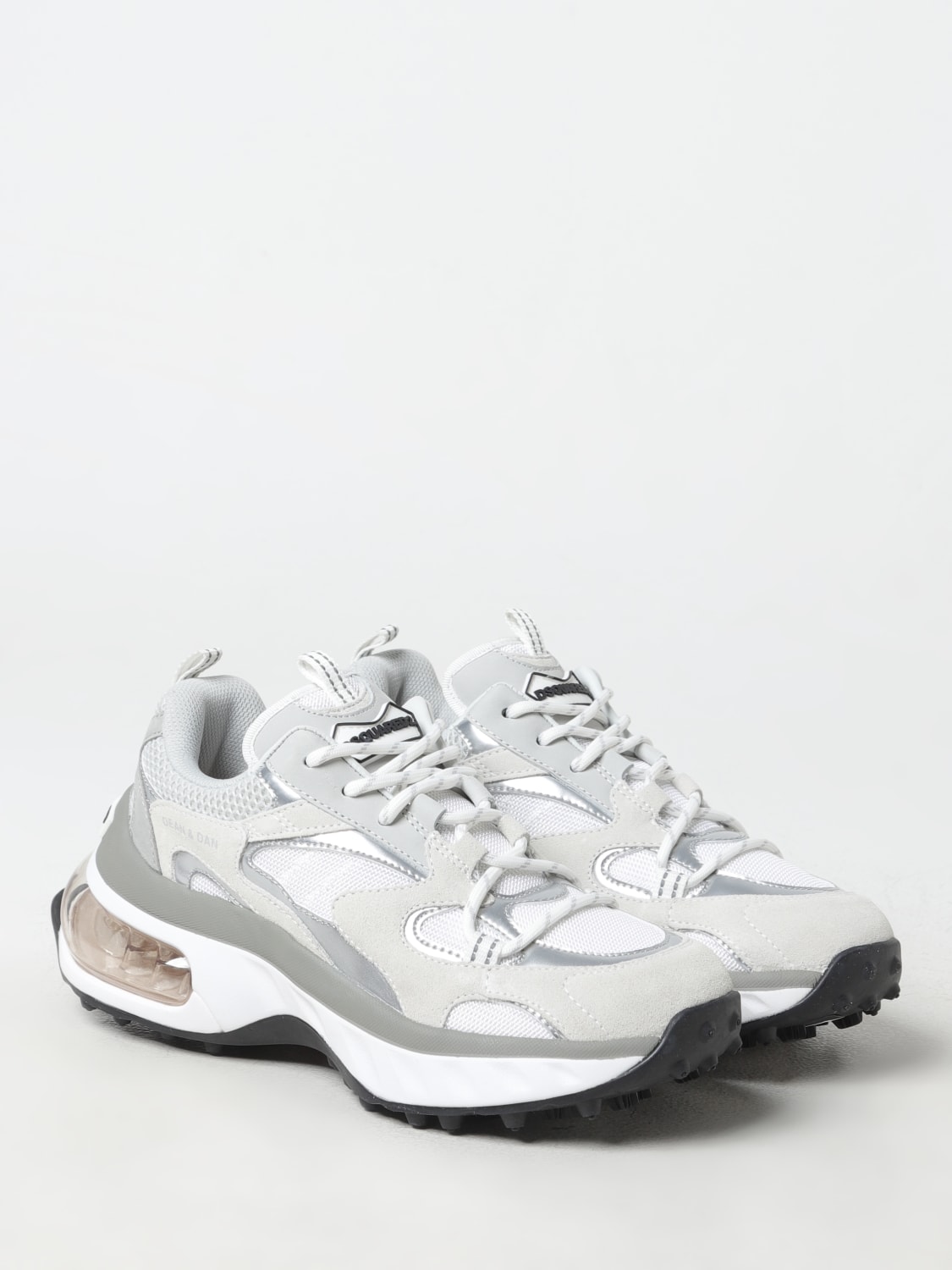 DSQUARED2 SNEAKERS: Sneakers Bubble Dsquared2 in camoscio e mesh , Bianco - Img 2