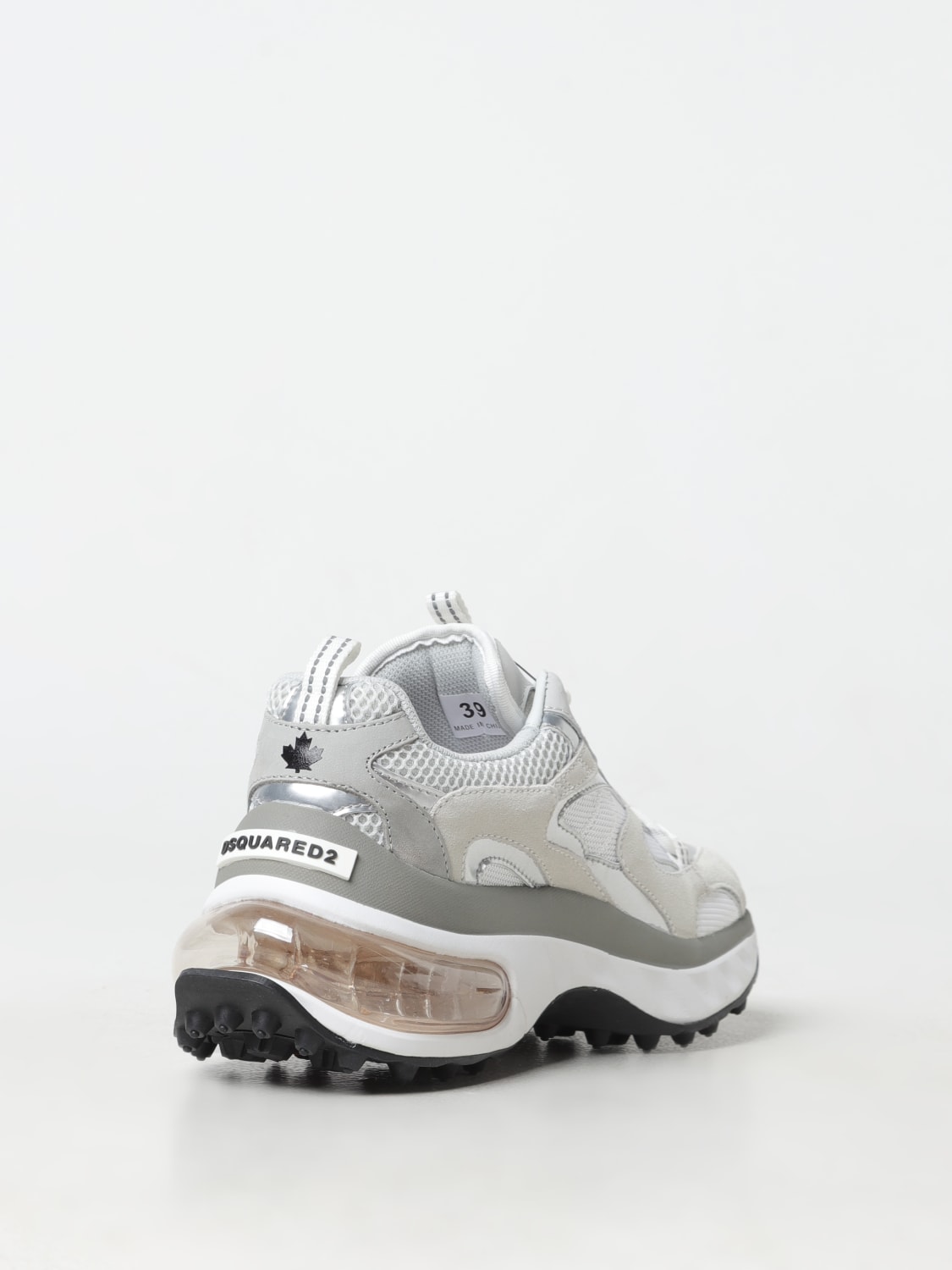 DSQUARED2 SNEAKERS: Sneakers Bubble Dsquared2 in camoscio e mesh , Bianco - Img 3