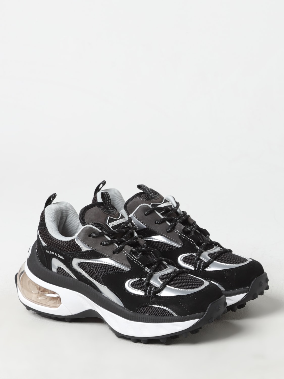 DSQUARED2 SNEAKERS: Sneakers Bubble Dsquared2 in camoscio e mesh , Nero - Img 2