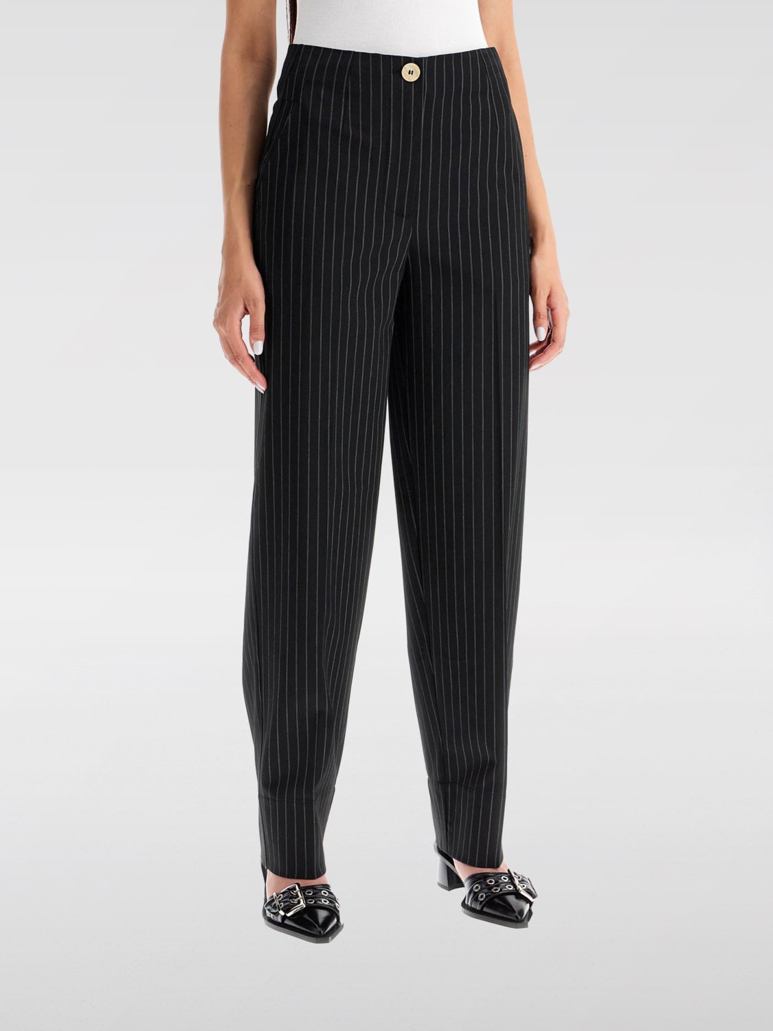 GANNI PANTS: Pants woman Ganni, Black - Img 1