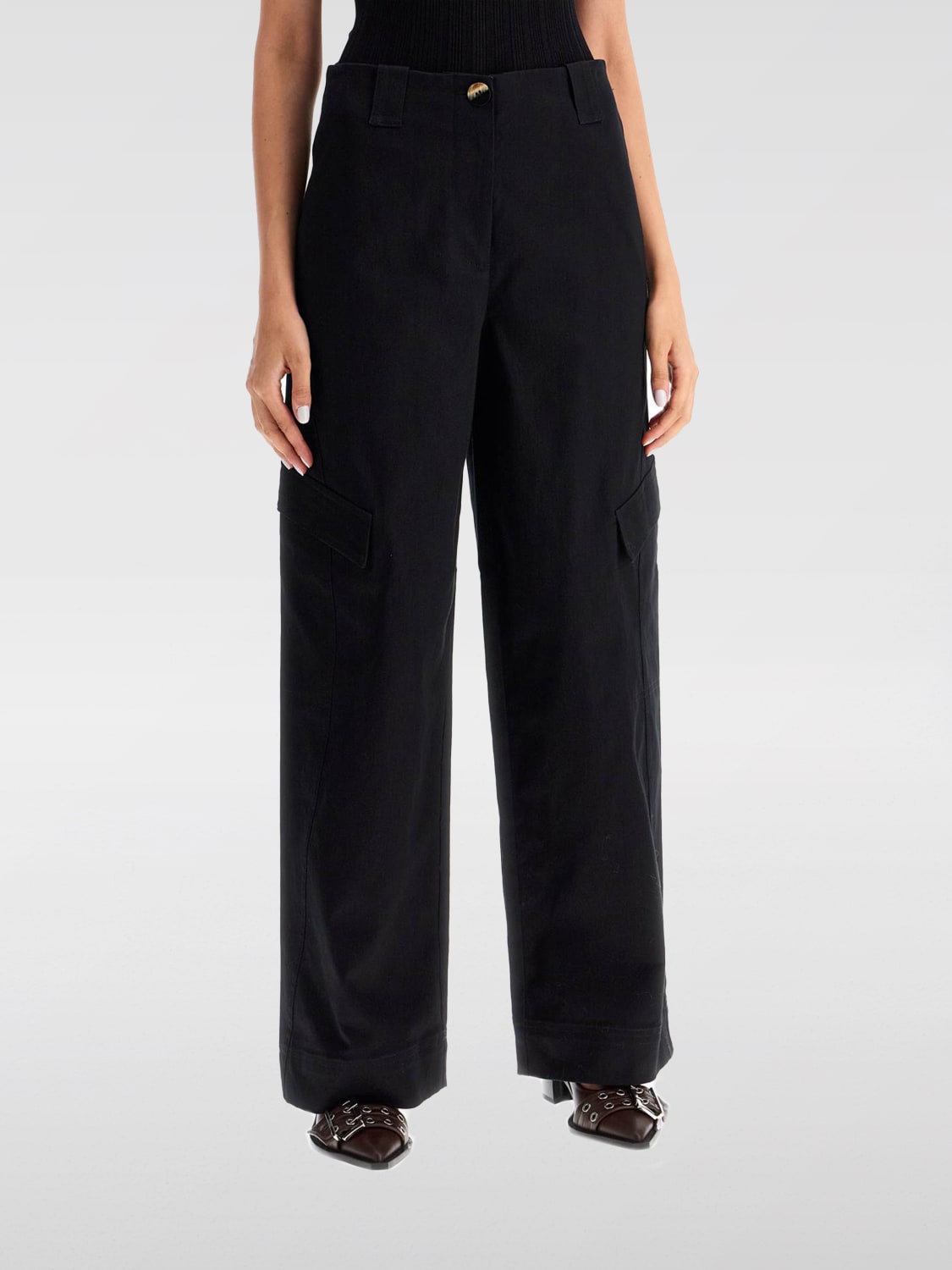 GANNI PANTS: Pants woman Ganni, Black - Img 1