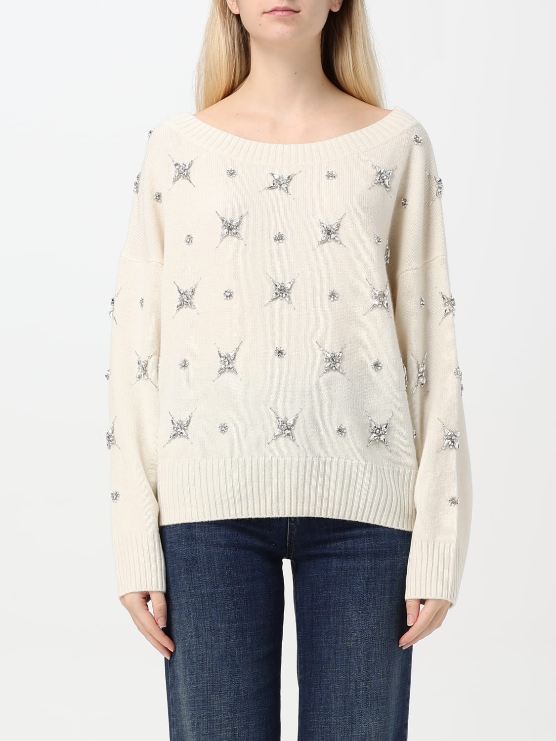 PINKO MAGLIA: Maglione Pinko in misto lana e cashmere , Bianco - Img 1