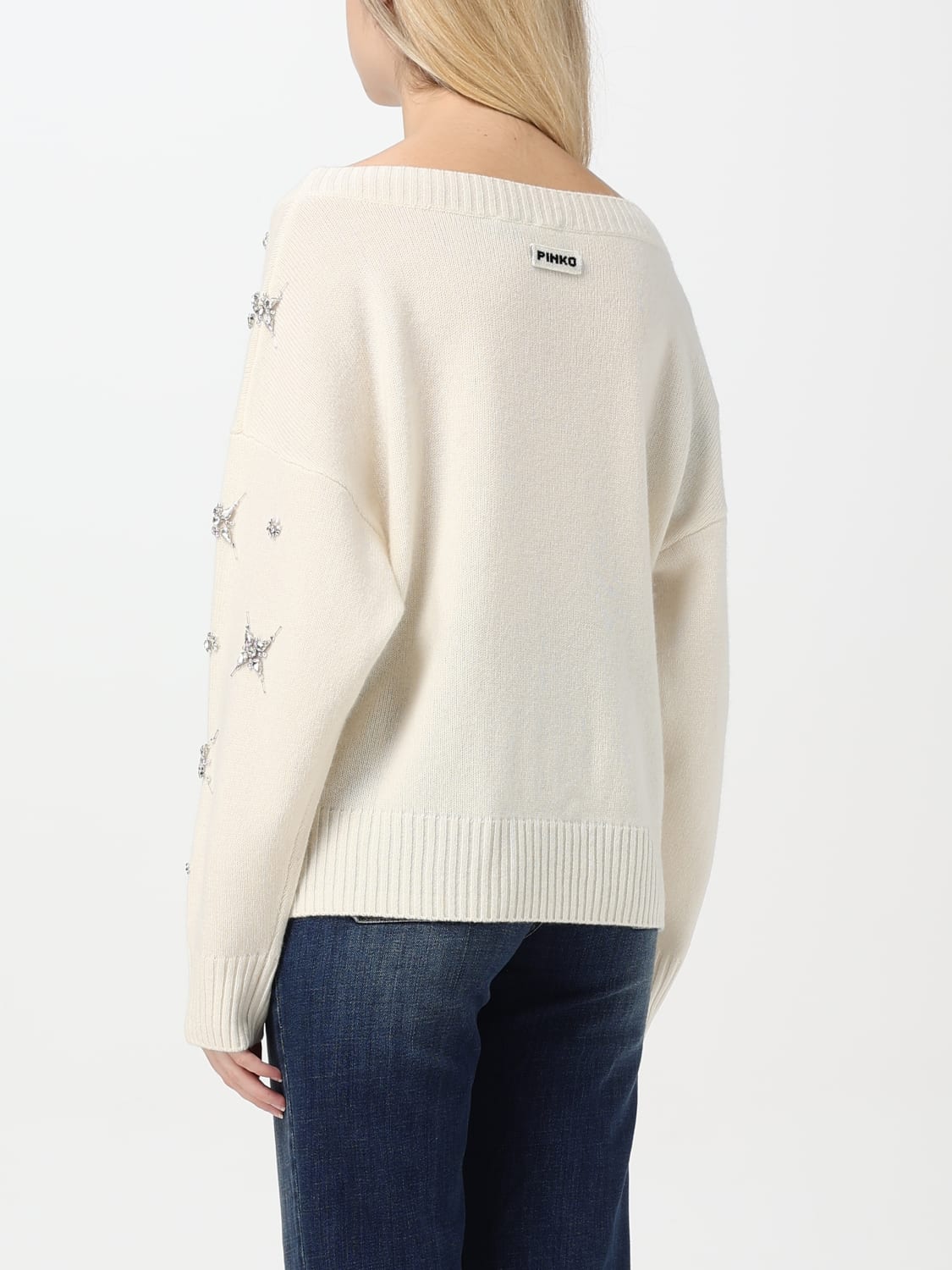 PINKO MAGLIA: Maglione Pinko in misto lana e cashmere , Bianco - Img 2