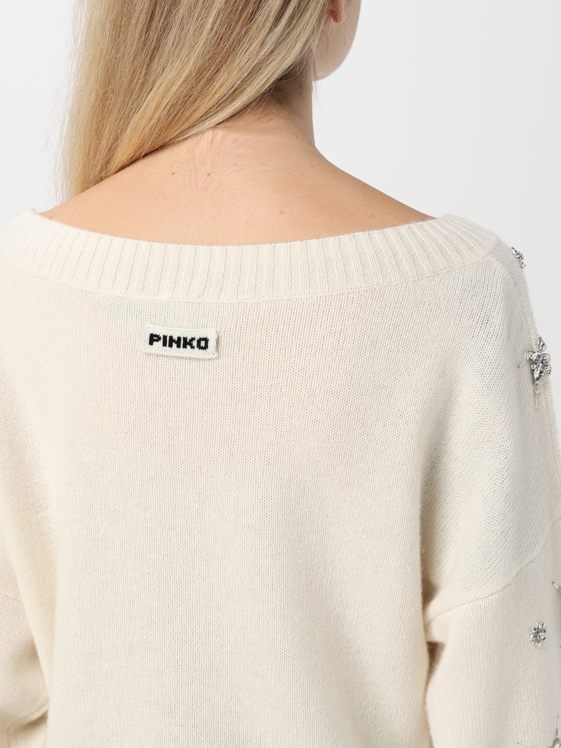 PINKO MAGLIA: Maglione Pinko in misto lana e cashmere , Bianco - Img 3