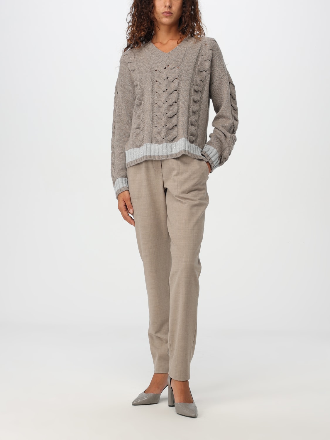 LORENA ANTONIAZZI: Pants woman - Grey | Lorena Antoniazzi