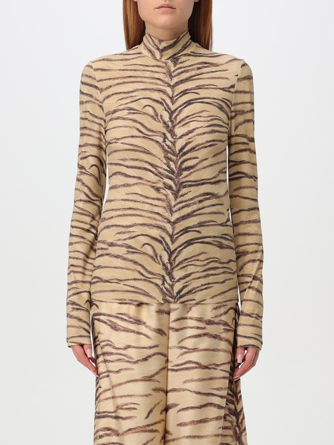 STELLA MCCARTNEY MAGLIA: Maglia Stella McCartney in tessuto stretch animalier , Beige - Img 1