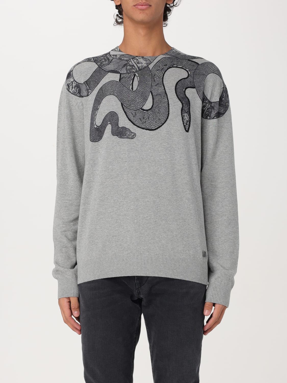 JUST CAVALLI MAGLIA: Pullover Just Cavalli in maglia di cotone , Grigio - Img 1