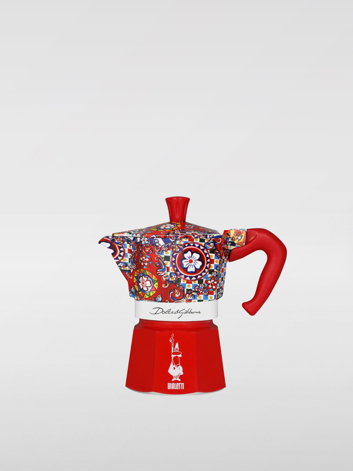 DOLCE & GABBANA ACCESSORI DA CUCINA: Moka Express Bialetti x Dolce & Gabbana in alluminio con stampa Carretto , Rosso - Img 1