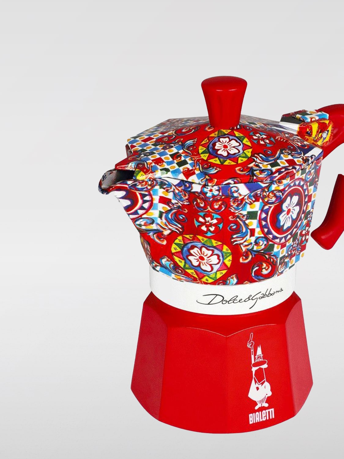 DOLCE & GABBANA ACCESSORI DA CUCINA: Moka Express Bialetti x Dolce & Gabbana in alluminio con stampa Carretto , Rosso - Img 2