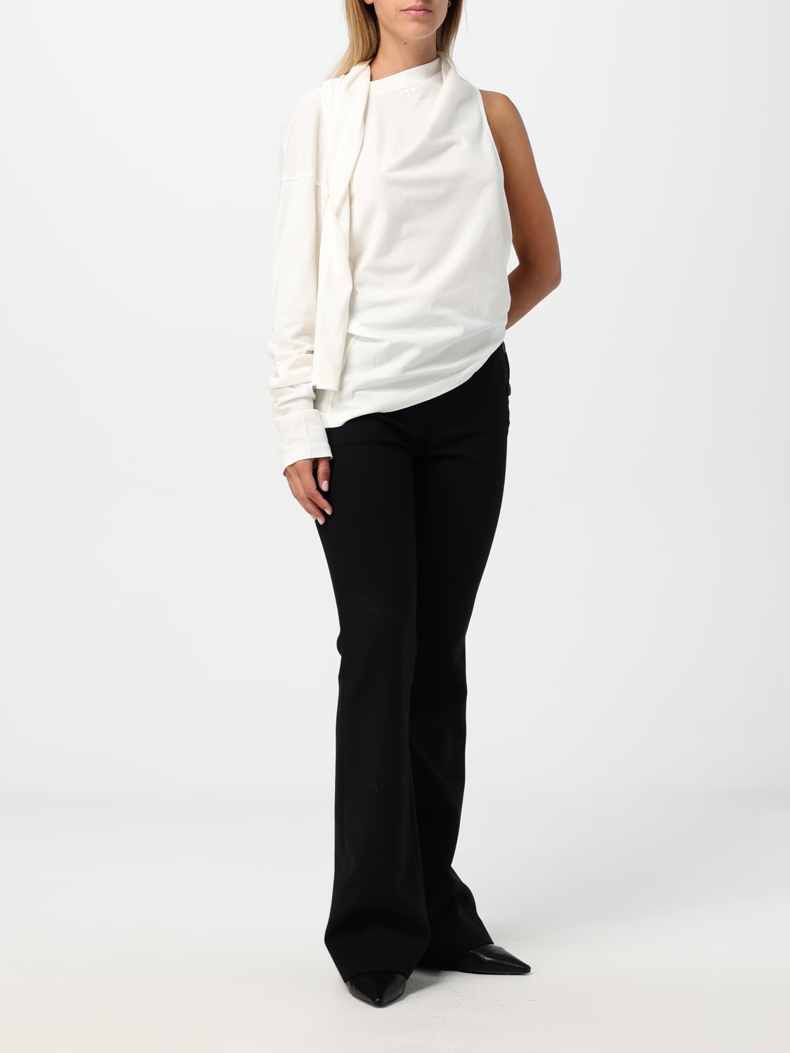 COURRÈGES T-SHIRTS: T-shirt Courrèges in cotone con spalla scoperta, Bianco - Img 2