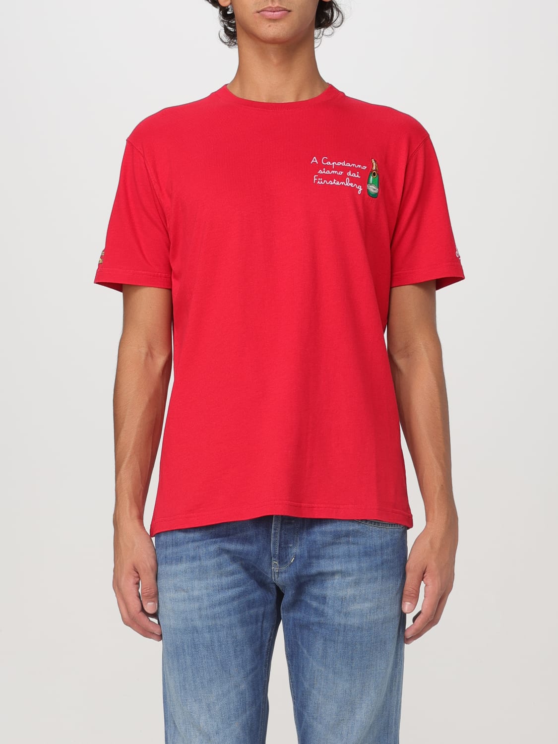 MC2 SAINT BARTH T-SHIRT: T-shirt Mc2 Saint Barth in cotone con slogan ricamato , Rosso - Img 1