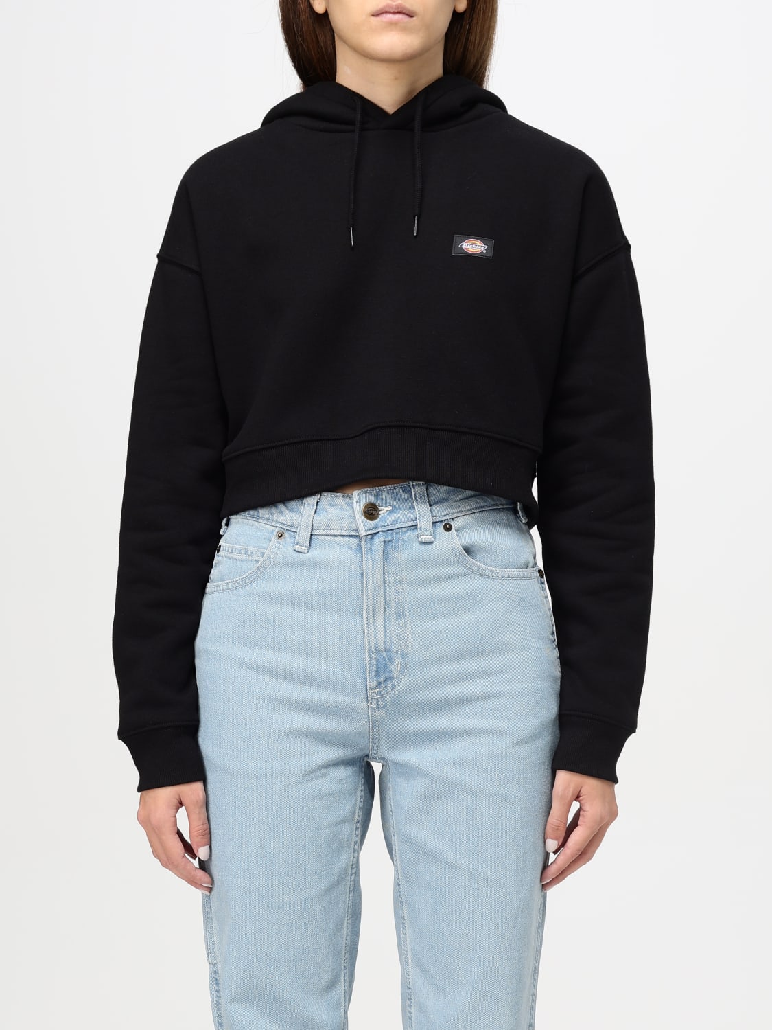 DICKIES FELPA: Felpa cropped Dickies in cotone , Nero - Img 1