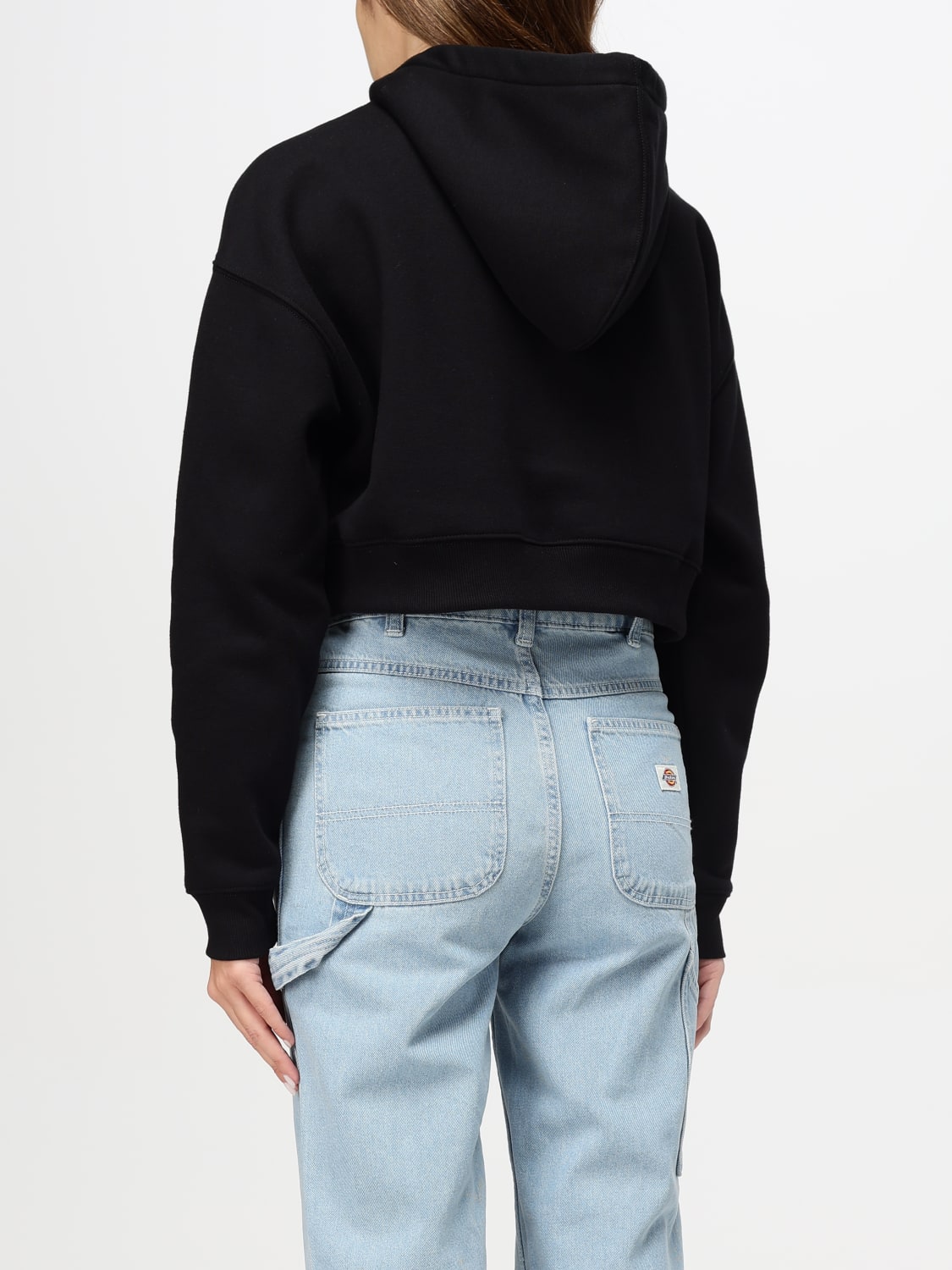 DICKIES FELPA: Felpa cropped Dickies in cotone , Nero - Img 2