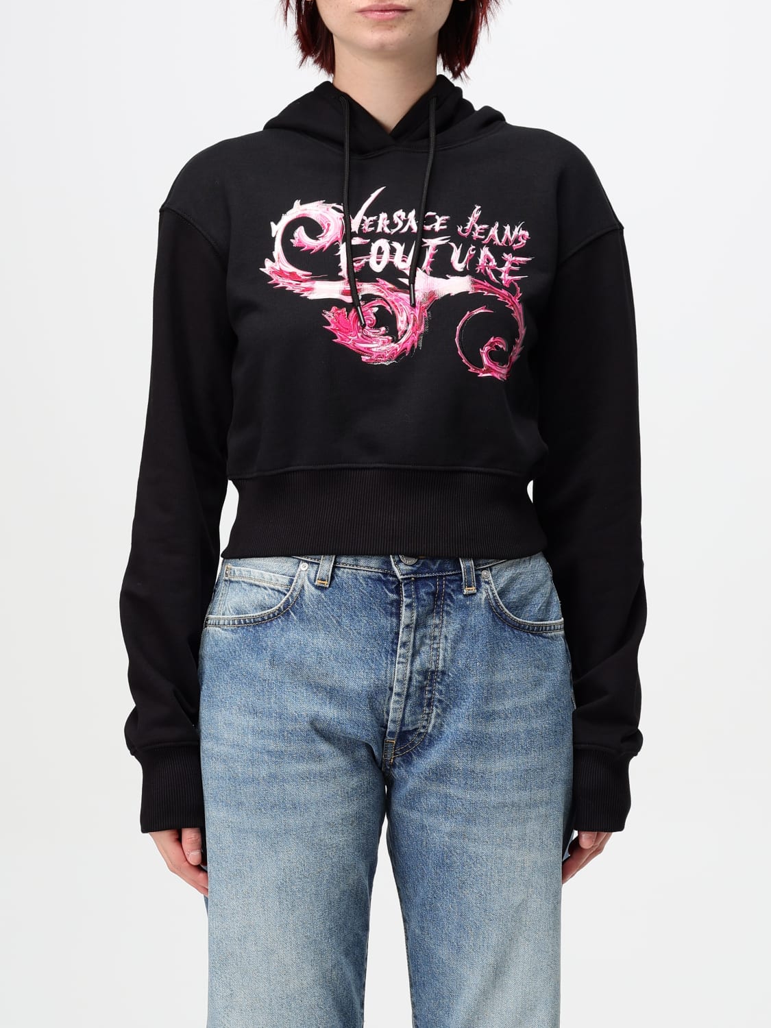 VERSACE JEANS COUTURE SWEATSHIRT: Sweatshirt woman Versace Jeans Couture, Black - Img 1